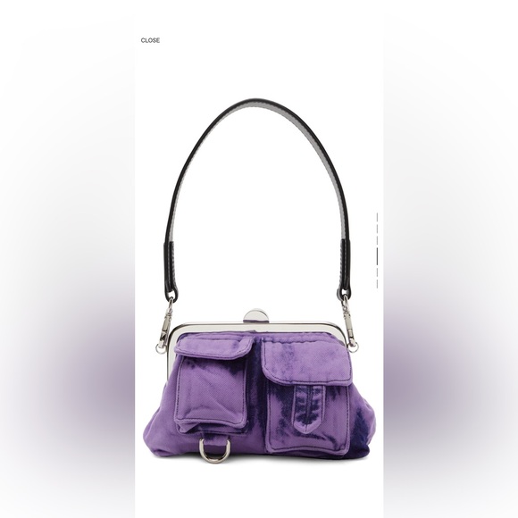 Marques Almeida lilac purple denim and black leather chain bag. - Picture 6 of 16